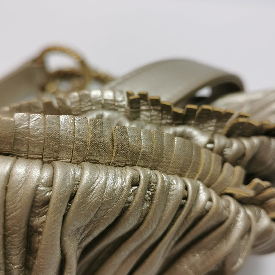 Chanel Coco Pleats Backpack Pleated Crumpled Gold Calfskin