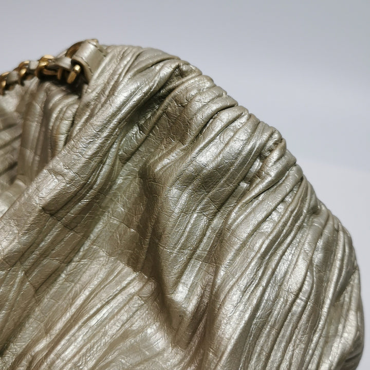 Chanel Coco Pleats Backpack Pleated Crumpled Gold Calfskin