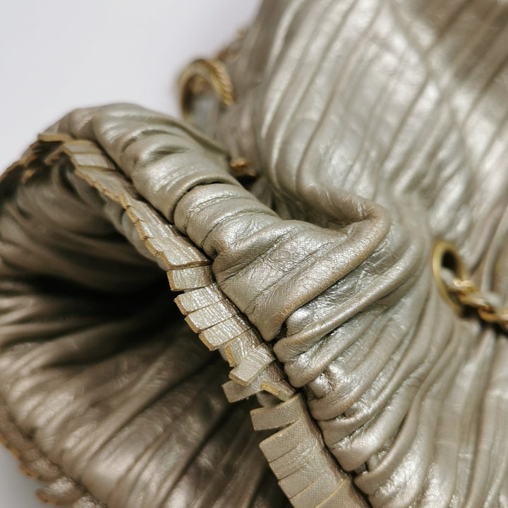 Chanel Coco Pleats Backpack Pleated Crumpled Gold Calfskin