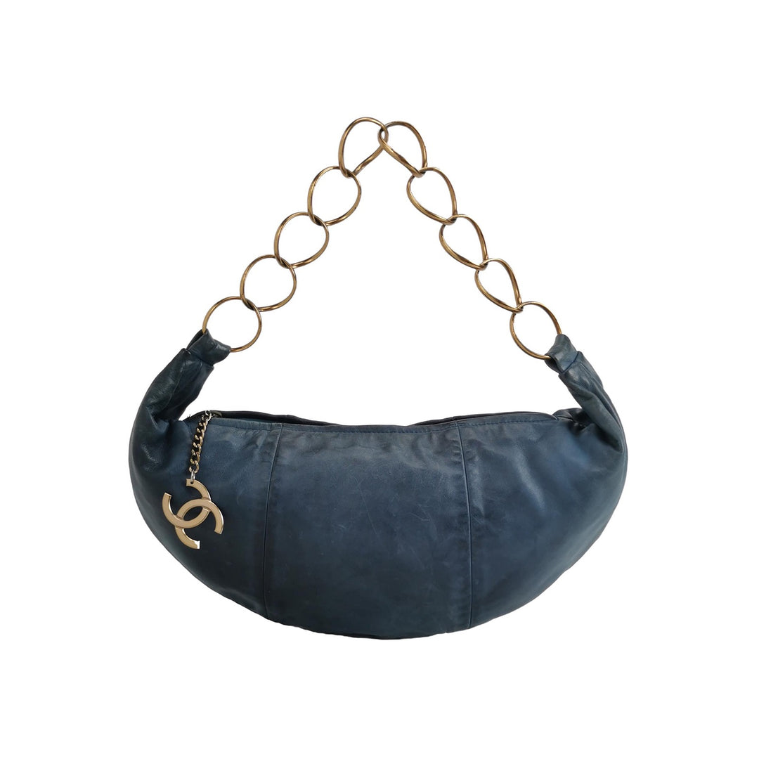 Chanel CC Chain Hobo in Blue Leather