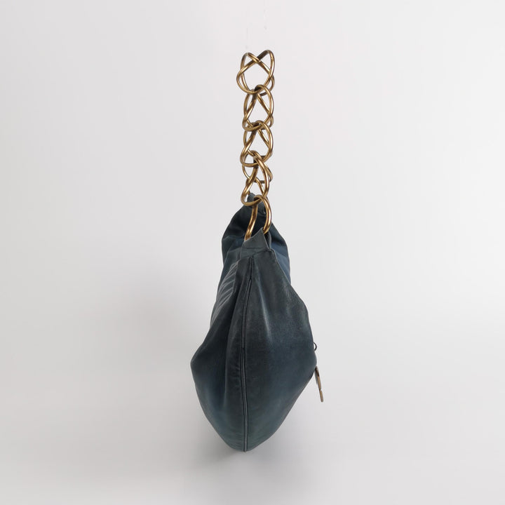 Chanel CC Chain Hobo in Blue Leather