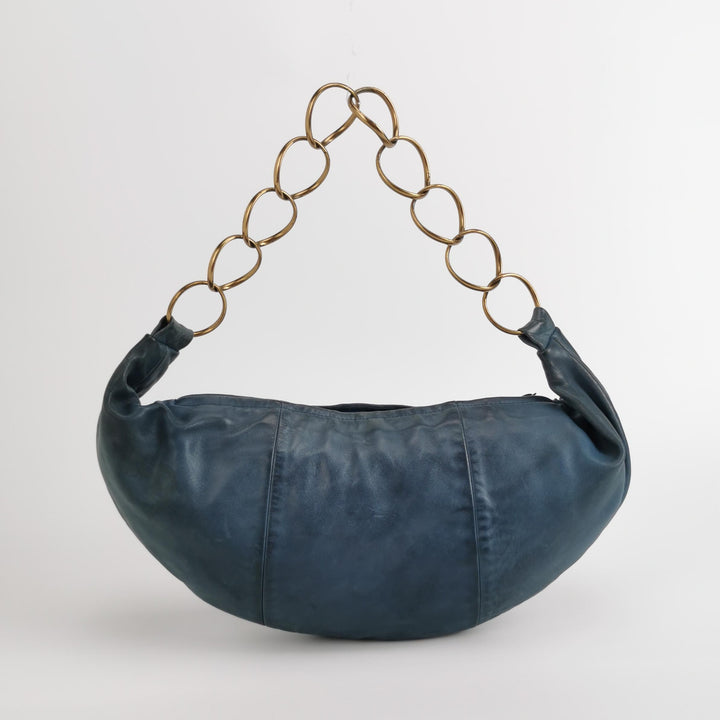 Chanel CC Chain Hobo in Blue Leather