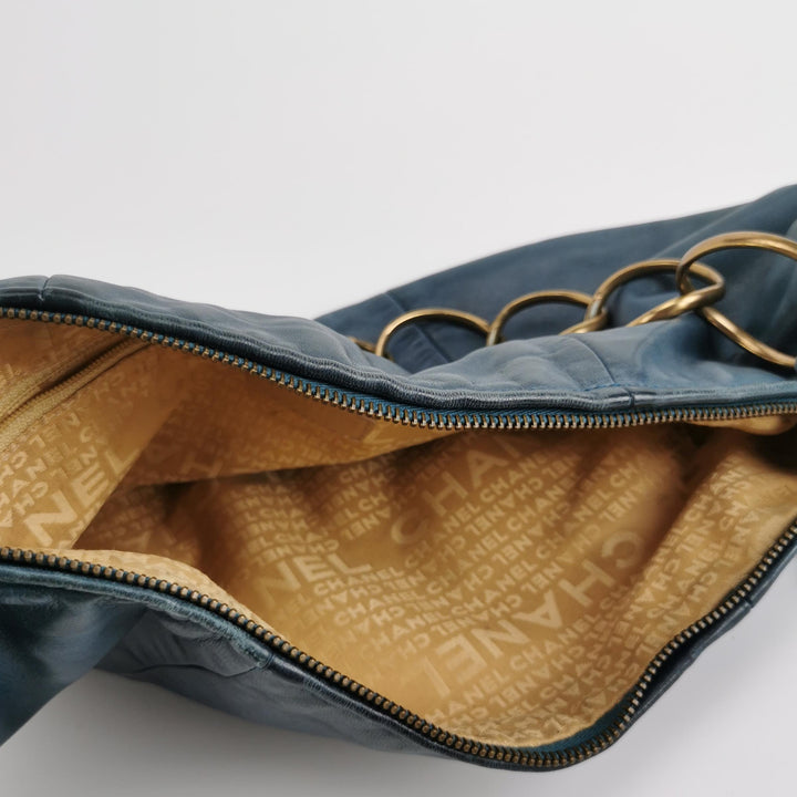 Chanel CC Chain Hobo in Blue Leather