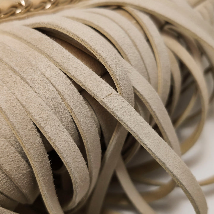 Chanel Fringe Shopping Bag In Beige Suede Bag