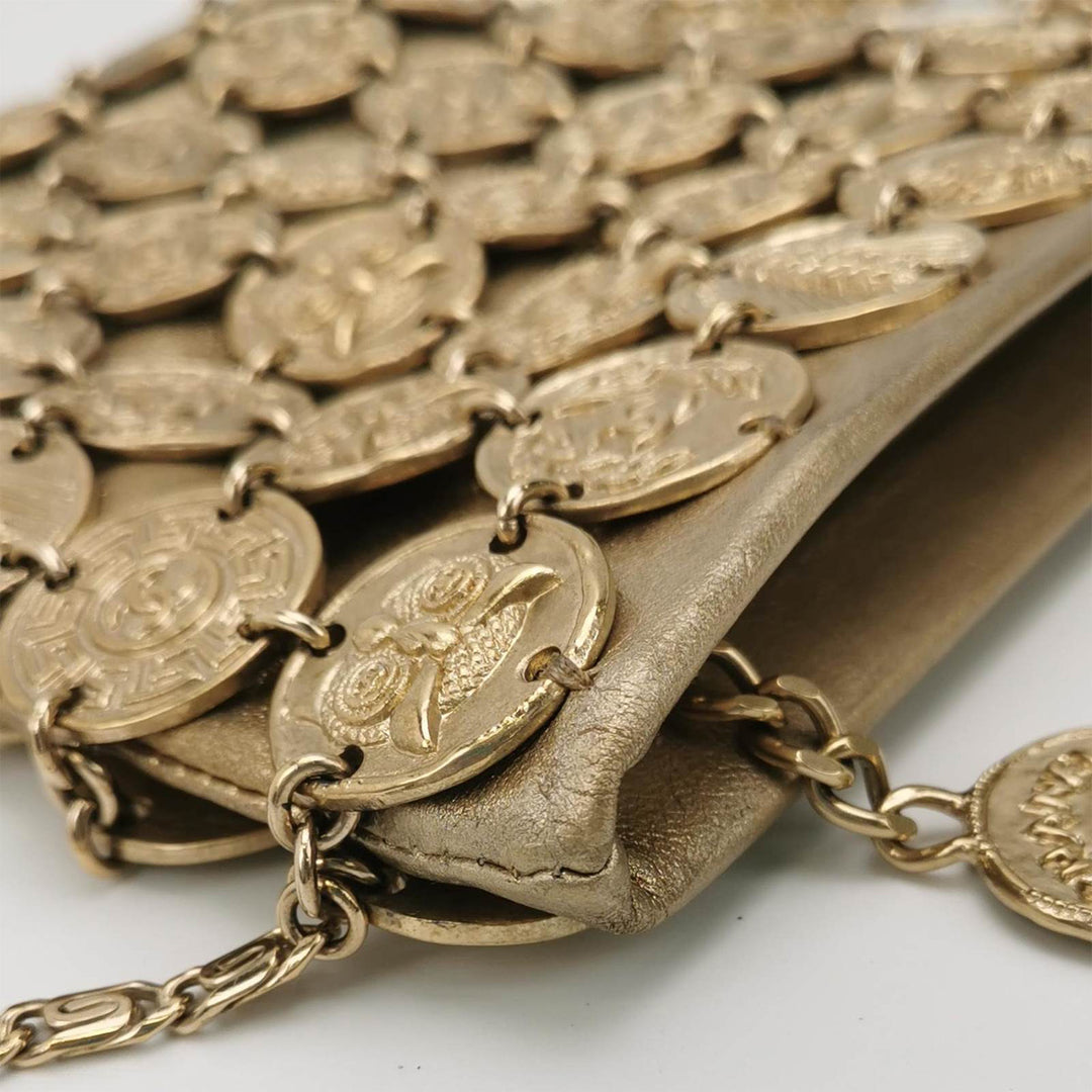 Chanel Métiers d’Art Medallion Runway Gold Bronze Metal Leather Coin Evening Small Pochette Shoulder Bag