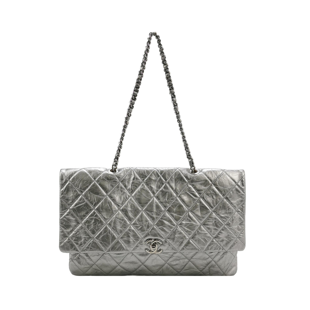 Chanel Big Bang Silver Leather Flap Bag