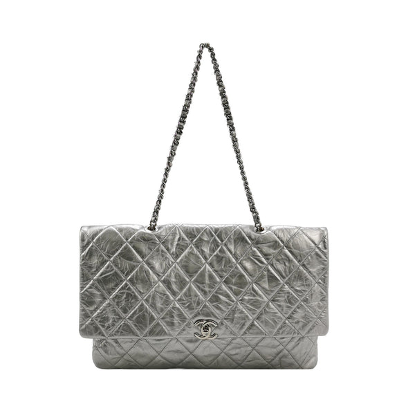 Chanel Big Bang Silver Leather Flap Bag