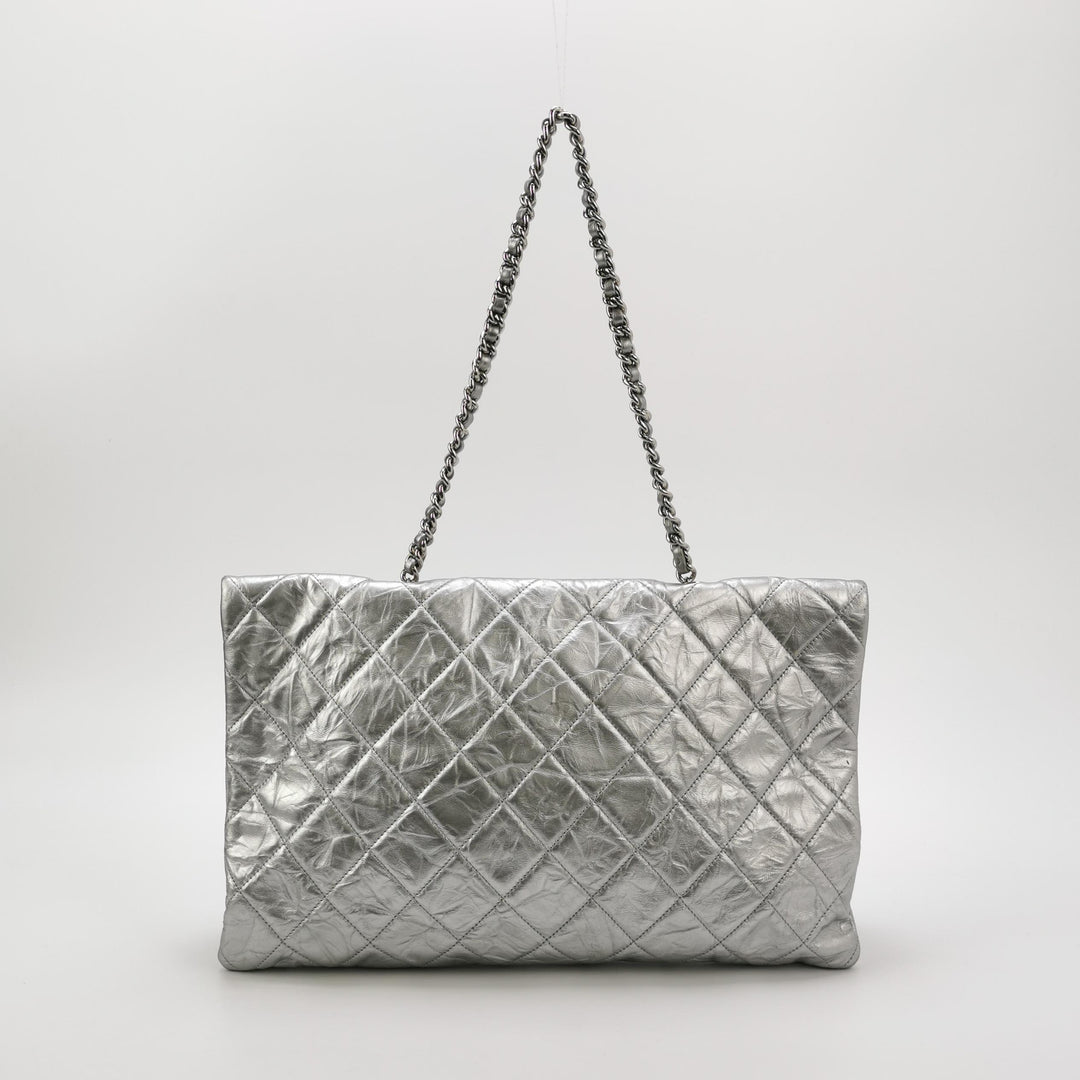 Chanel Big Bang Silver Leather Flap Bag