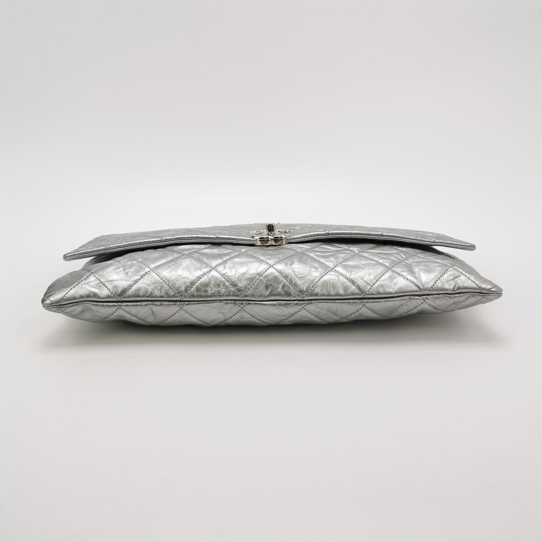 Chanel Big Bang Silver Leather Flap Bag