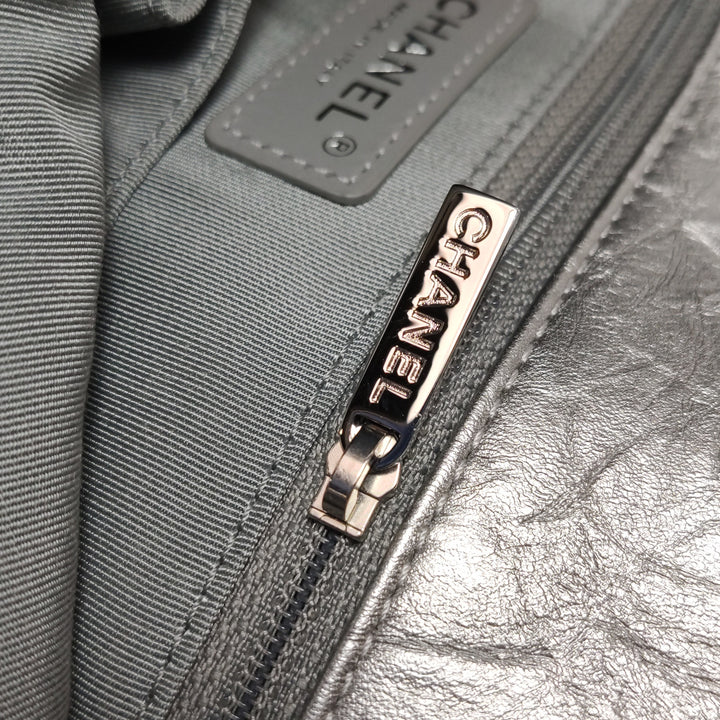 Chanel Big Bang Silver Leather Flap Bag