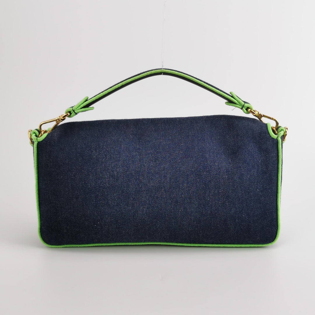 Fendi Baguette NM Bag Denim with Green Detail