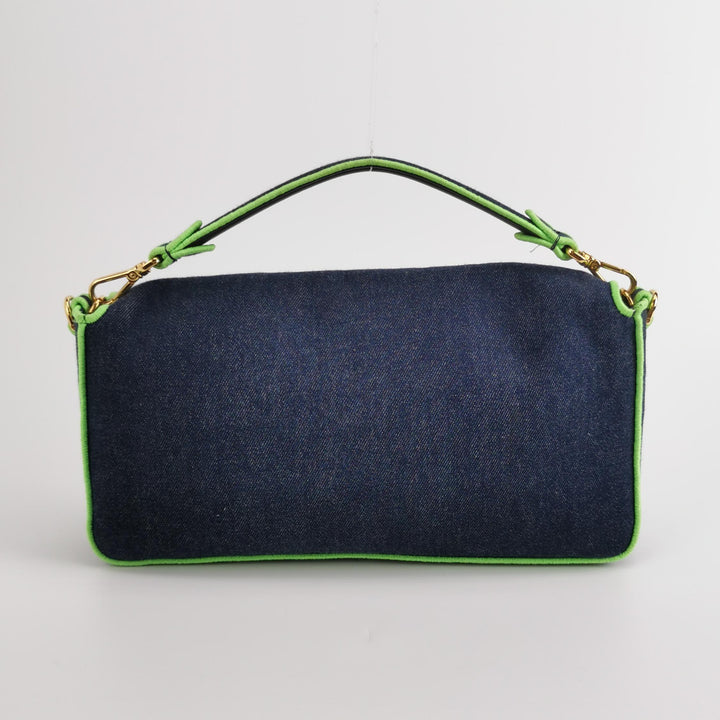Fendi Baguette NM Bag Denim with Green Detail