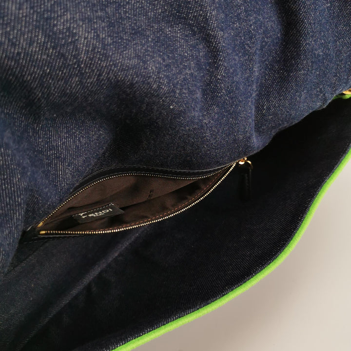 Fendi Baguette NM Bag Denim with Green Detail