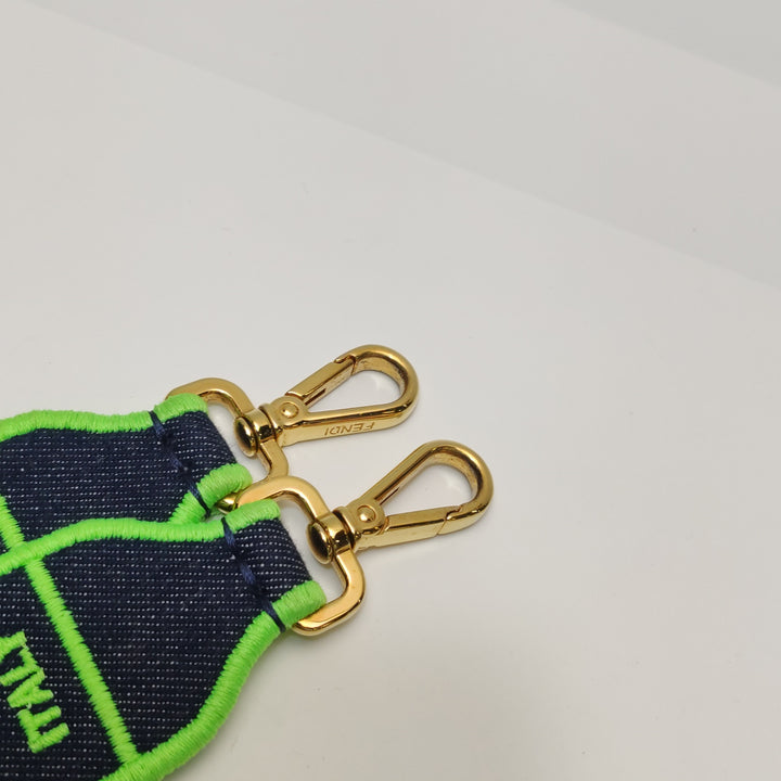 Fendi Baguette NM Bag Denim with Green Detail