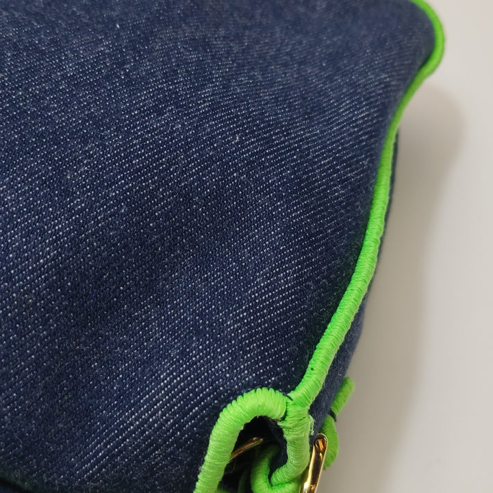 Fendi Baguette NM Bag Denim with Green Detail