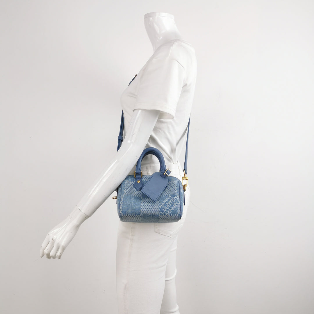 Louis Vuitton Speedy 18 In Blue Denim Blue