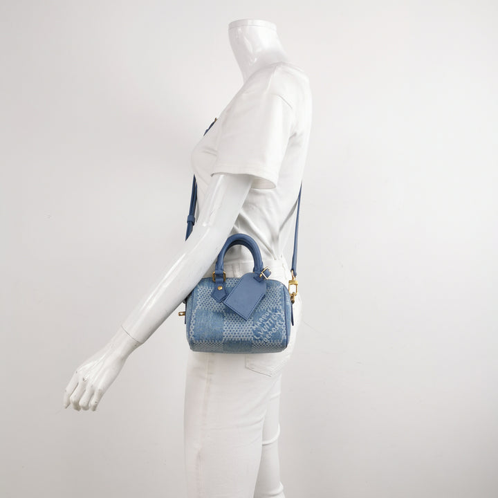 Louis Vuitton Speedy 18 In Blue Denim Blue