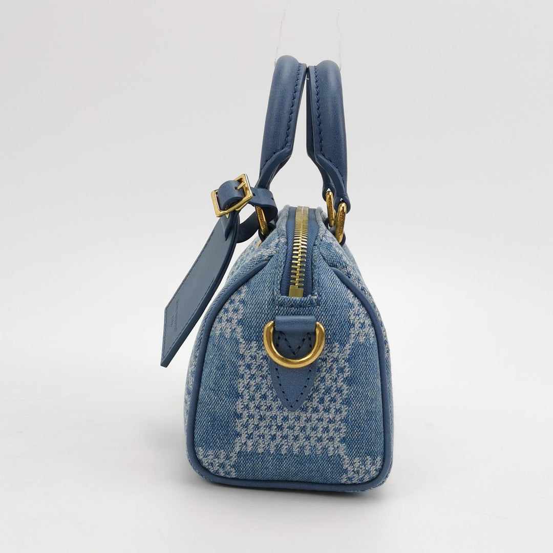 Louis Vuitton Speedy 18 In Blue Denim Blue