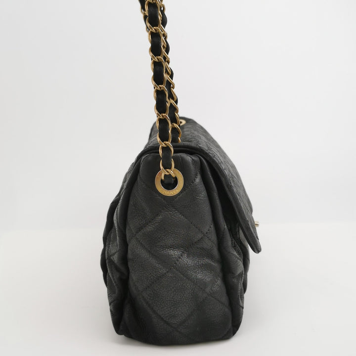 Chanel Chic Quilt Accordion Flap Bag In Black Leather