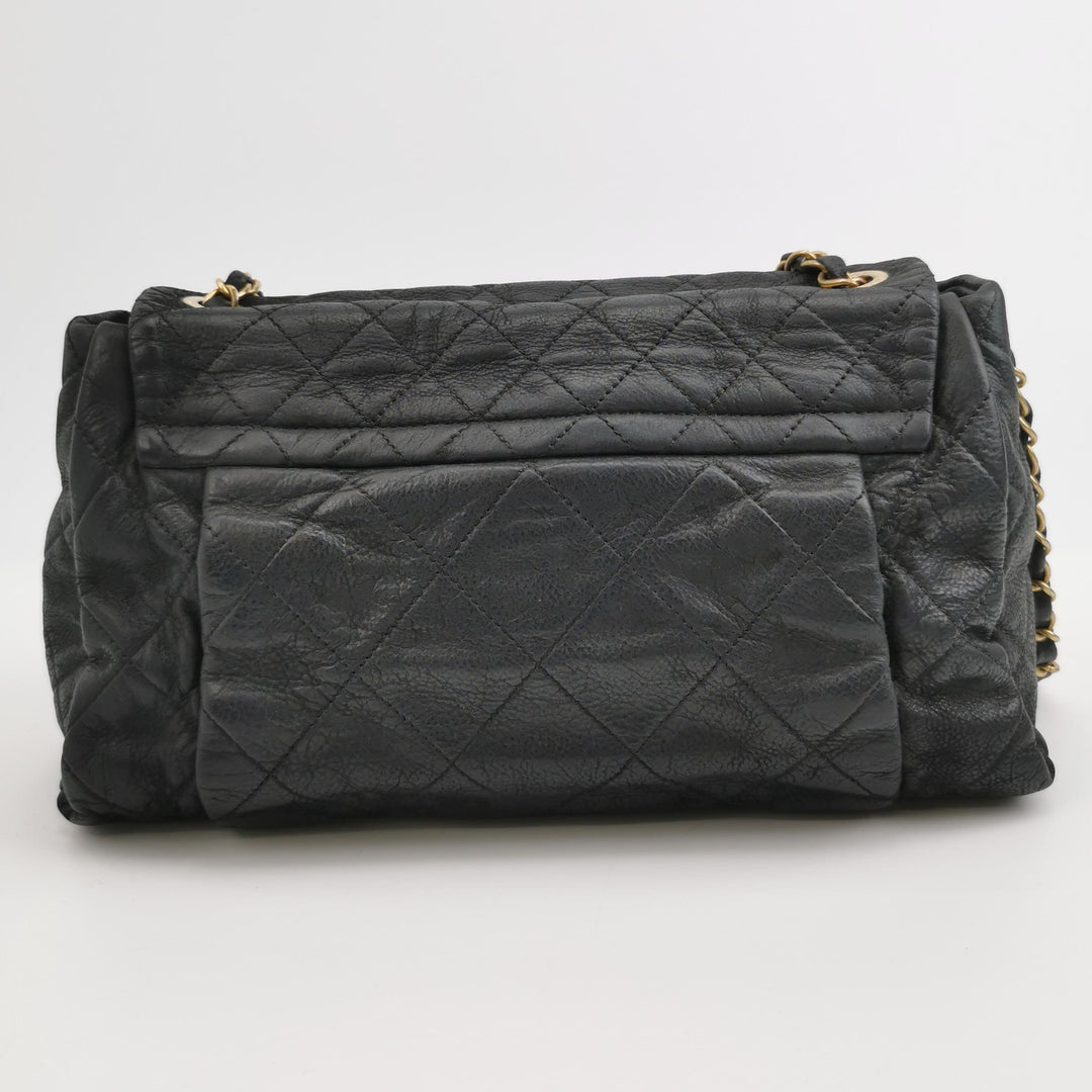 Chanel Chic Quilt Accordion Flap Bag In Black Leather