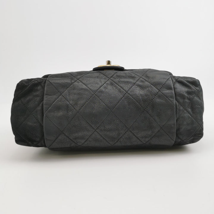 Chanel Chic Quilt Accordion Flap Bag In Black Leather