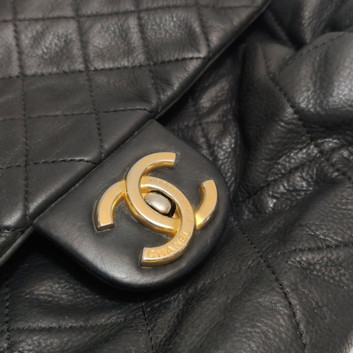 Chanel Chic Quilt Accordion Flap Bag In Black Leather