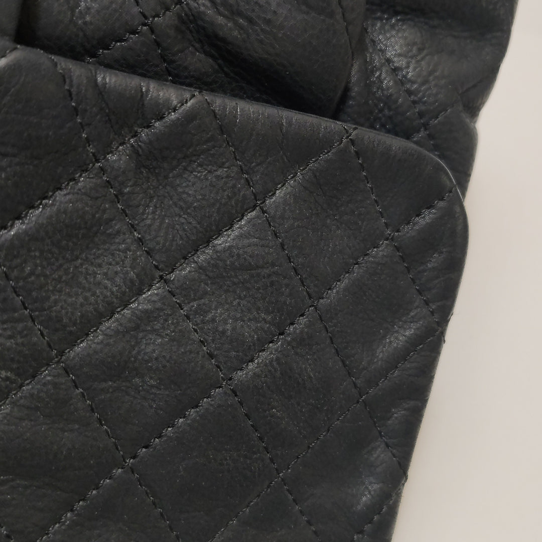 Chanel Chic Quilt Accordion Flap Bag In Black Leather