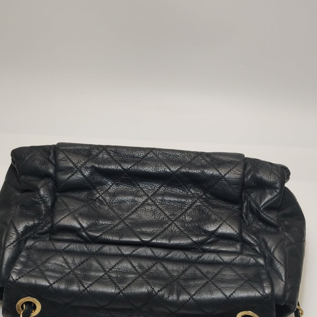 Chanel Chic Quilt Accordion Flap Bag In Black Leather