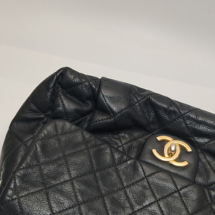 Chanel Chic Quilt Accordion Flap Bag In Black Leather