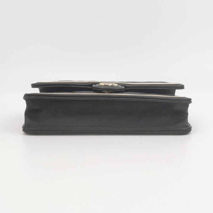 Chanel Wallet On Chain in Black Quilted Lambskin with Pink Trim