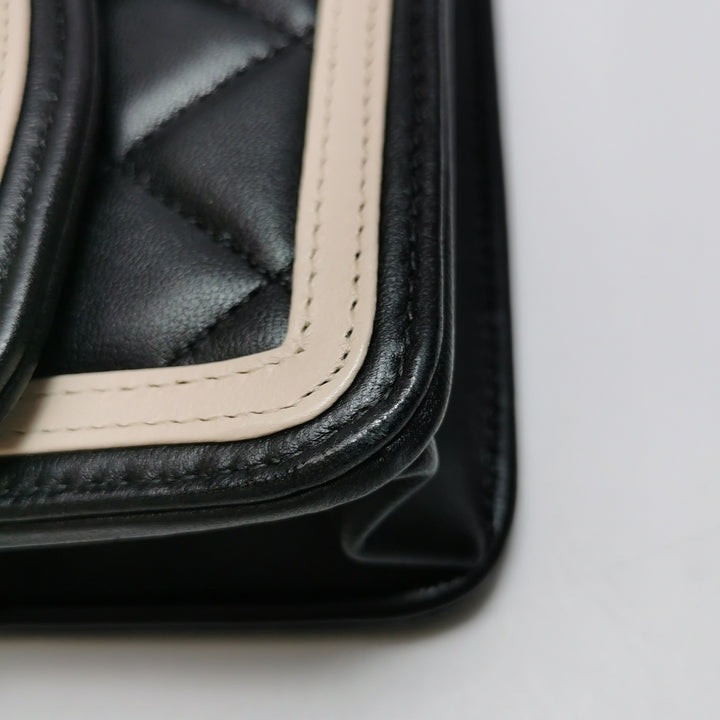 Chanel Wallet On Chain in Black Quilted Lambskin with Pink Trim