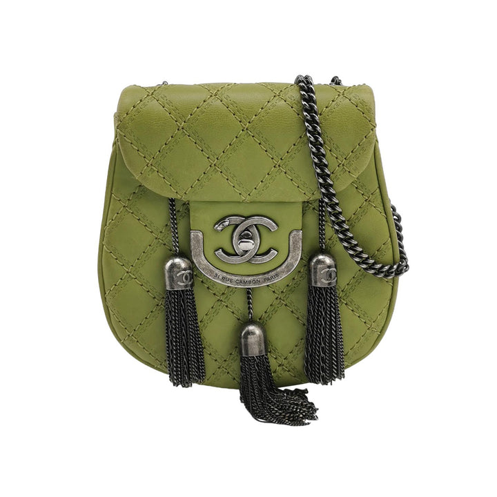 Chanel Coco Sporran Tassel Flap Bag In Green