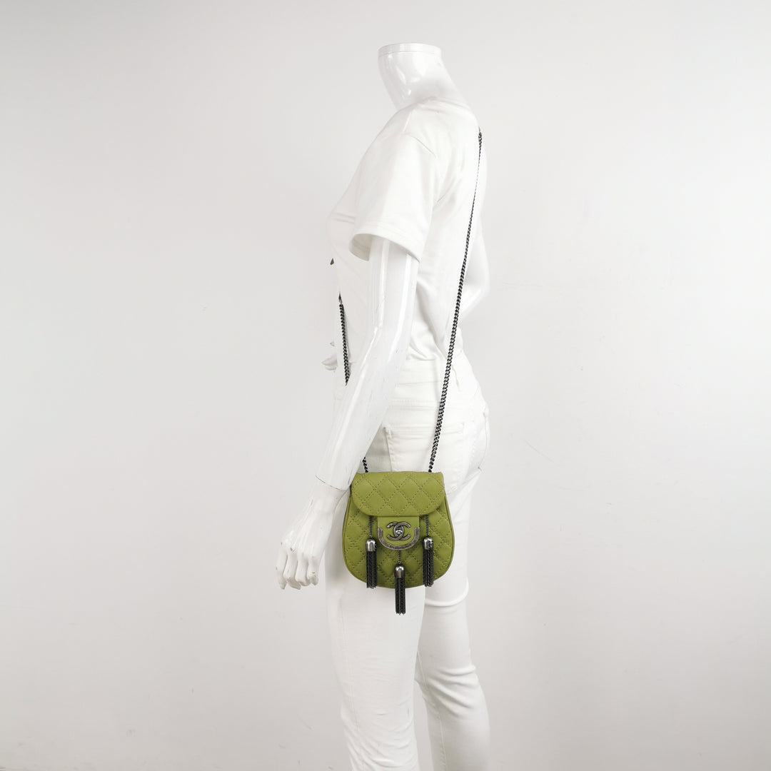 Chanel Coco Sporran Tassel Flap Bag In Green