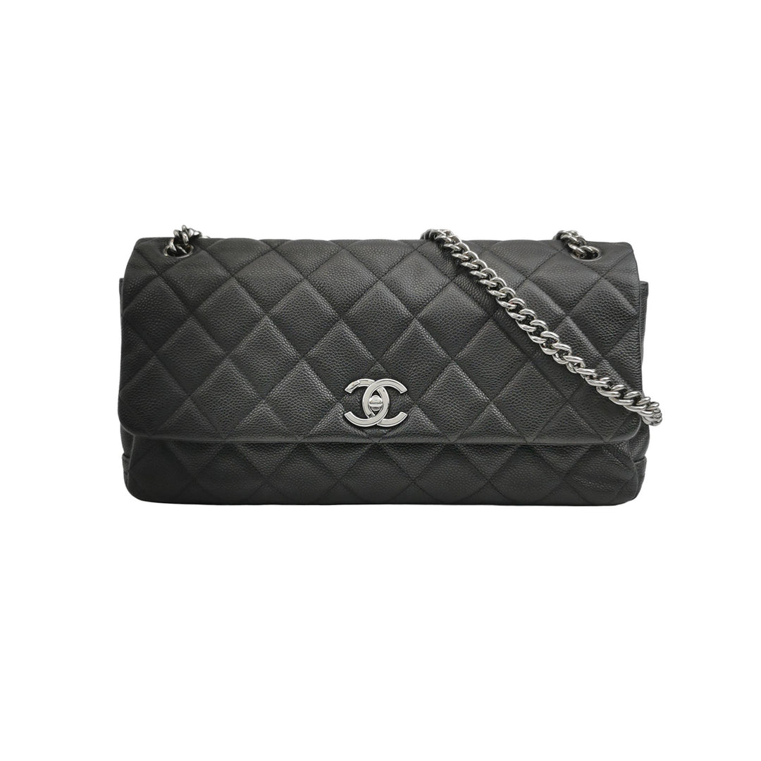 Chanel 2012 Lady Pearly Flap Bag In Black Leather