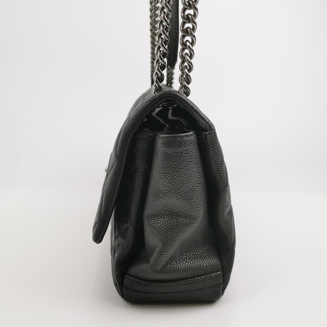 Chanel 2012 Lady Pearly Flap Bag In Black Leather