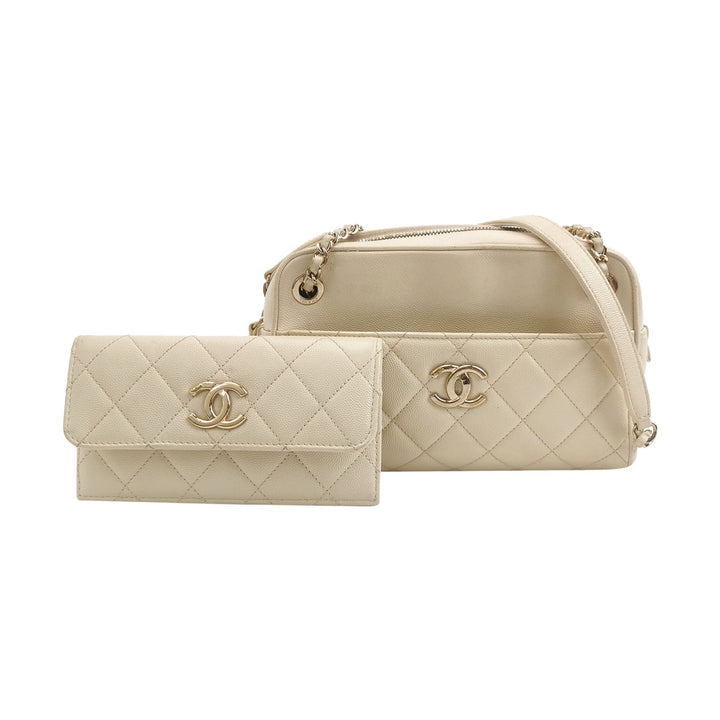 Chanel Camera Bag in Caviar Leather Off-White