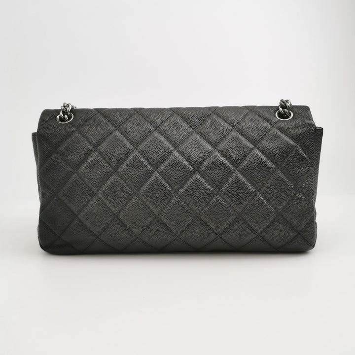 Chanel 2012 Lady Pearly Flap Bag In Black Leather
