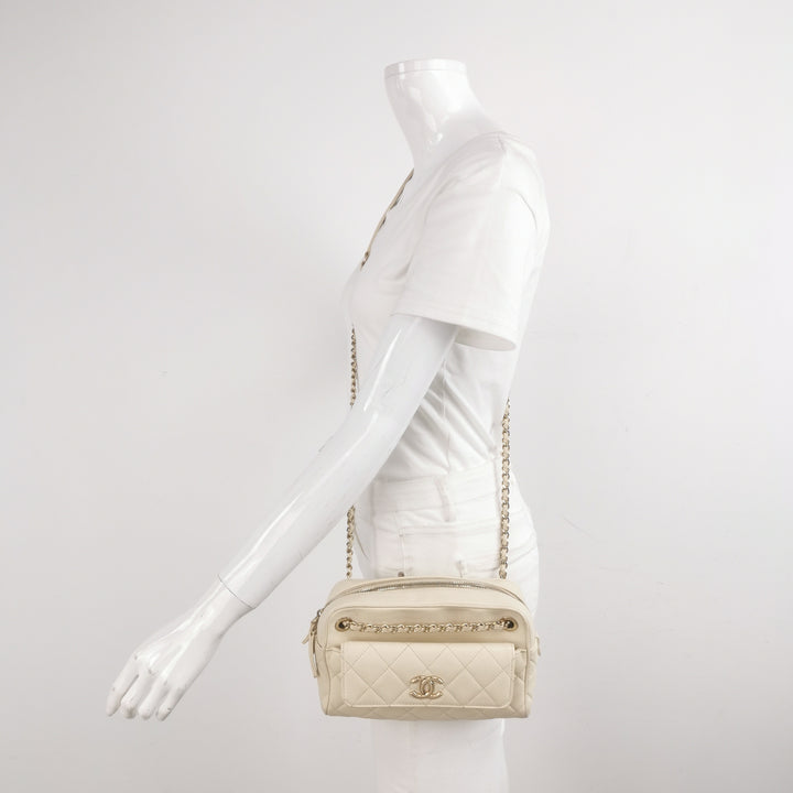 Chanel Camera Bag in Caviar Leather Off-White