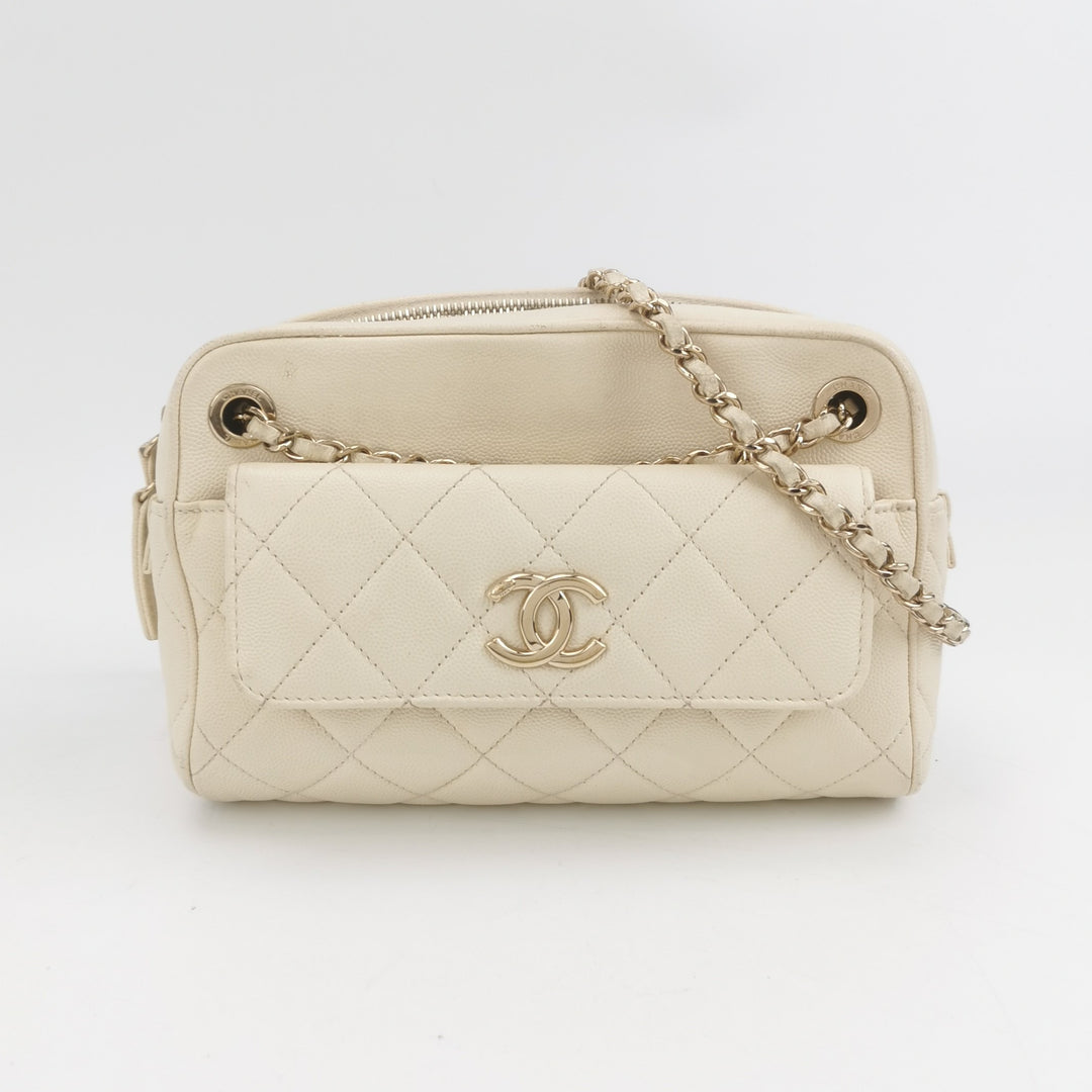 Chanel Camera Bag in Caviar Leather Off-White