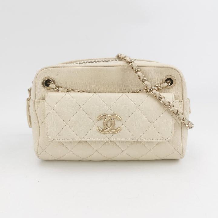 Chanel Camera Bag in Caviar Leather Off-White