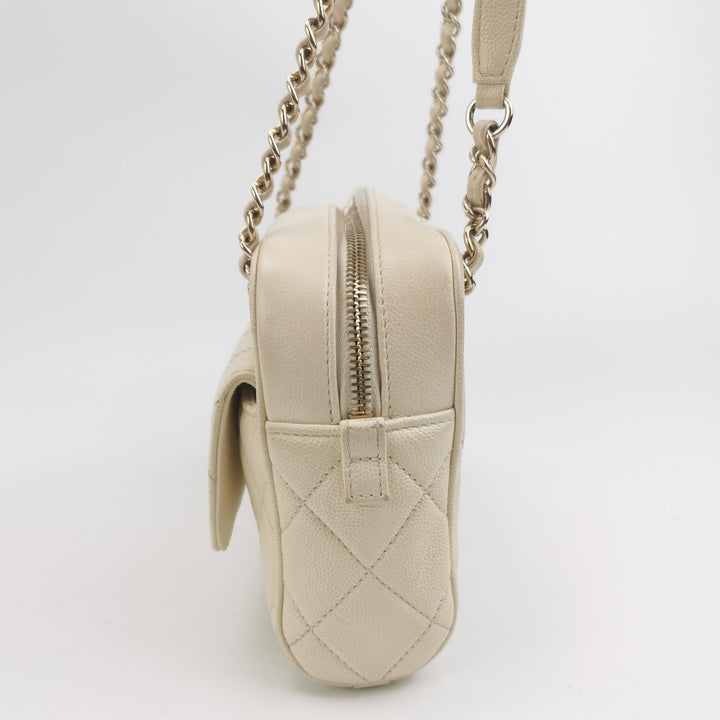 Chanel Camera Bag in Caviar Leather Off-White