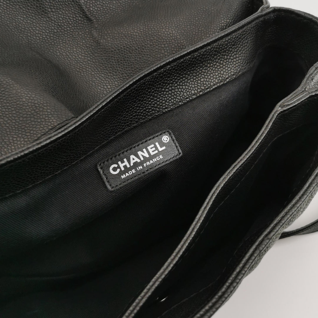Chanel 2012 Lady Pearly Flap Bag In Black Leather