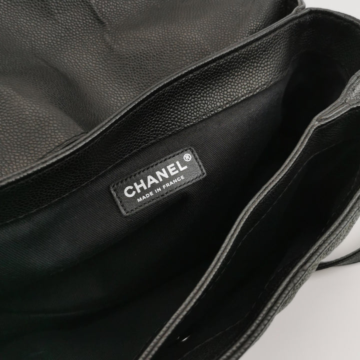 Chanel 2012 Lady Pearly Flap Bag In Black Leather