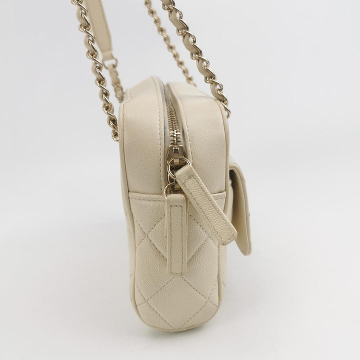 Chanel Camera Bag in Caviar Leather Off-White