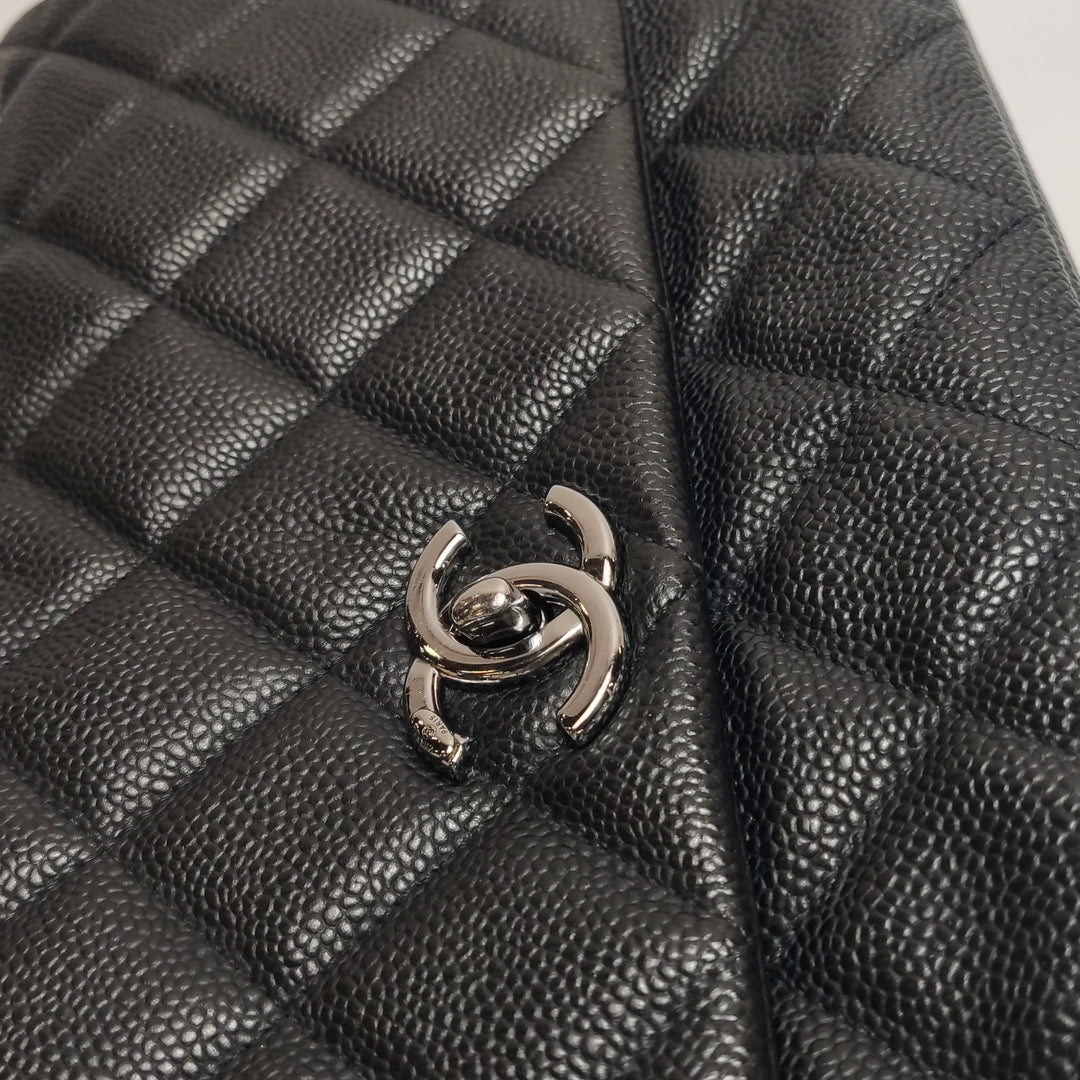 Chanel 2012 Lady Pearly Flap Bag In Black Leather