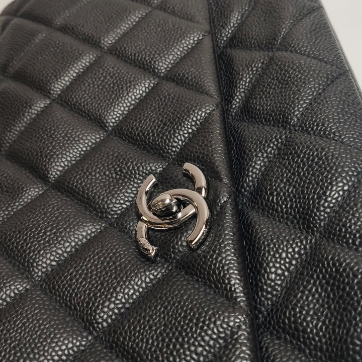 Chanel 2012 Lady Pearly Flap Bag In Black Leather