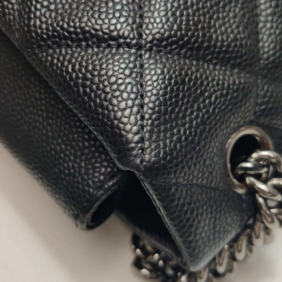Chanel 2012 Lady Pearly Flap Bag In Black Leather