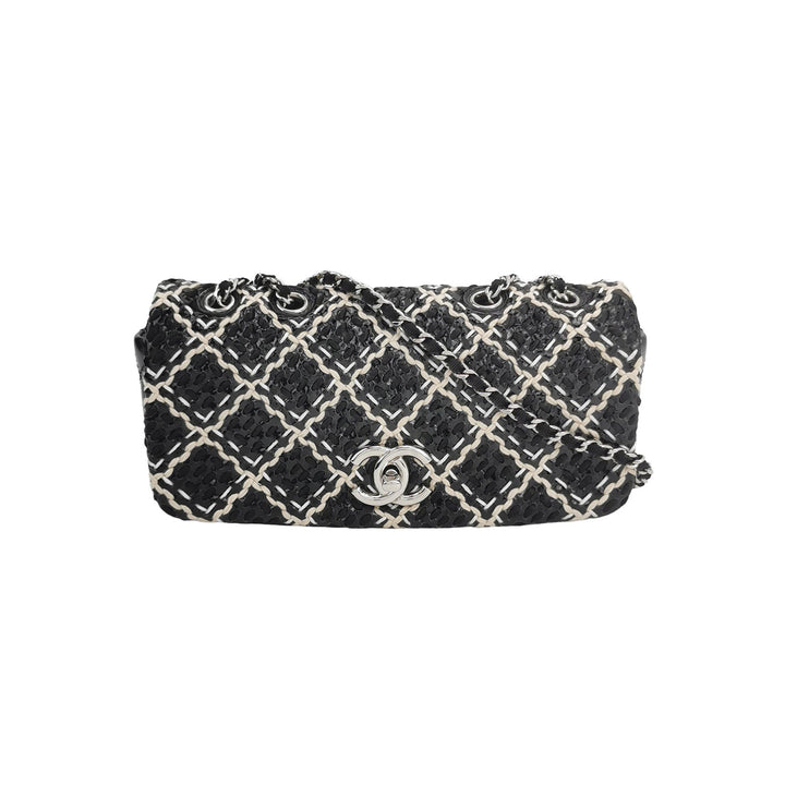 Chanel 2011 CC Full Flap Bag Woven Stitch Patent Medium