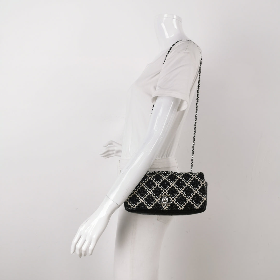 Chanel 2011 CC Full Flap Bag Woven Stitch Patent Medium