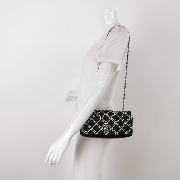 Chanel 2011 CC Full Flap Bag Woven Stitch Patent Medium